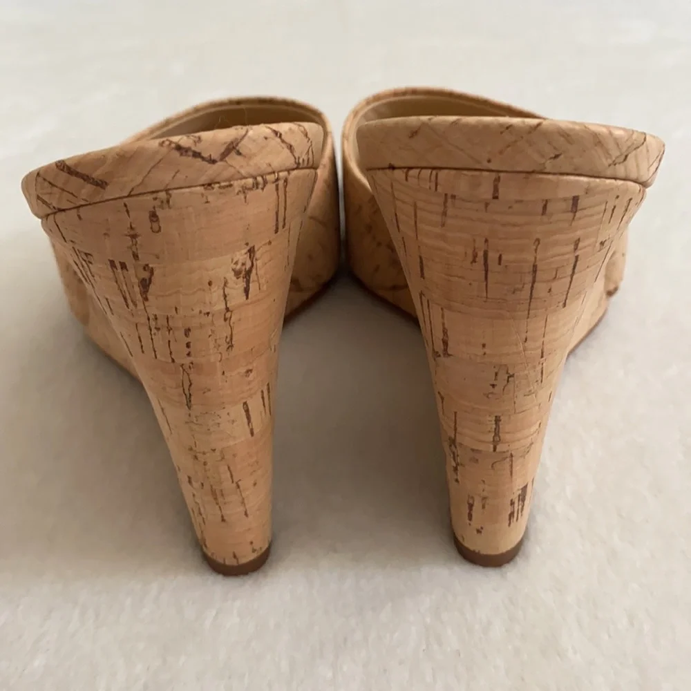 Veronica Beard | Dali Cork Slip On Wedge Heel Sandal Natural/Tan (9) - Picture 9 of 14
